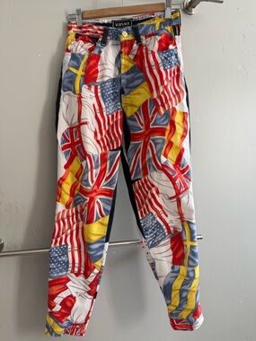 Versace Jeans Couture Flag-Detail Jeans in Red, White & Blue